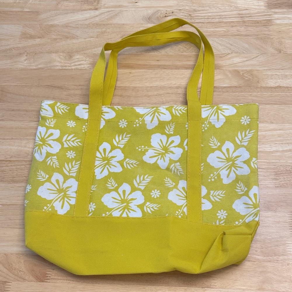 Yellow Floral fabric Tote Bag, like new